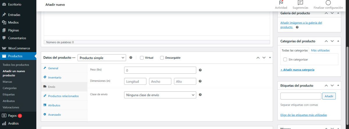 como crear un producto en woocommerce