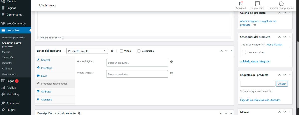 como crear un producto en woocommerce
