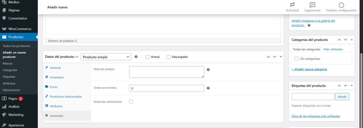 como crear un producto en woocommerce