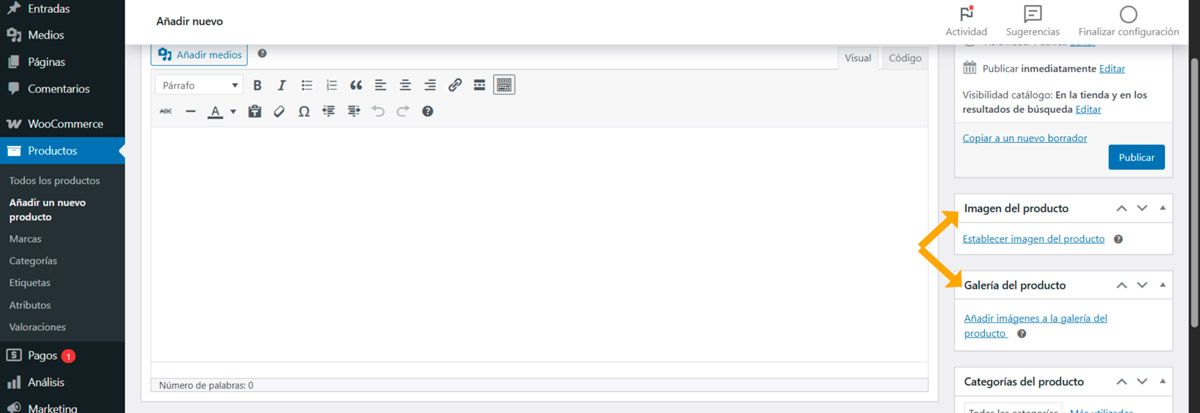 como crear un producto en woocommerce