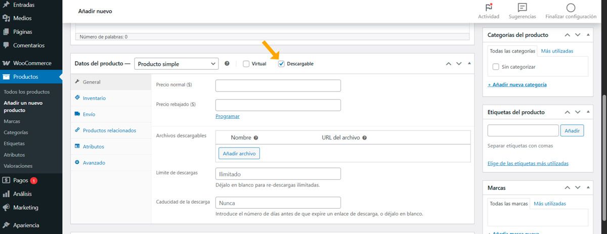 como crear un producto en woocommerce