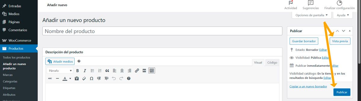 como crear un producto en woocommerce